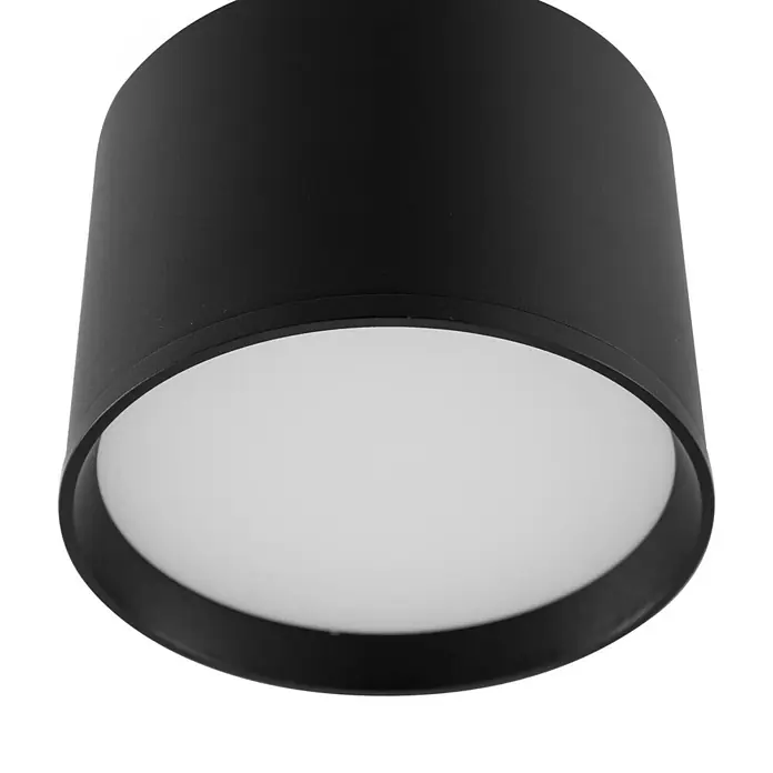 Lindby LED Aufbauleuchte schwarz Ø 12 cm, Aufbaustrahler, Deckenaufbauspot -  - Schwarze zylindrische Aufbauleuchte mit weißer lichtstreuender Abdeckung.