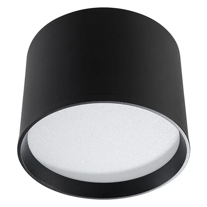 Lindby LED Aufbauleuchte schwarz Ø 12 cm, Aufbaustrahler, Deckenaufbauspot -  - Schwarze zylindrische LED-Leuchte mit weißem Diffusor zur Decken- oder Wandmontage.