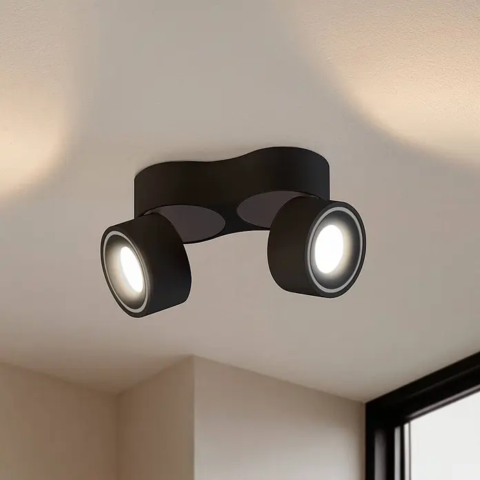 Arcchio LED Deckenlampe in schwarz, Deckenstrahler -  - Mattschwarze Deckenleuchte mit zwei Spots und heller weißer Beleuchtung.
