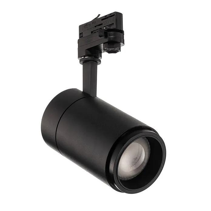 Arcchio Deckenstrahler Nanna - schwarz, schwarz - Schwarzer zylindrischer LED-Stromschienenstrahler mit klarer Linse und Schienenadapter.