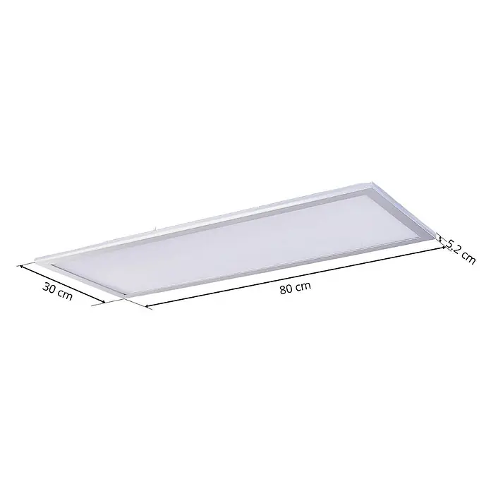 Lindby LED-Panel Livel - alu / grau / zink, weiß / opal, Neutralweiß - Rechteckige LED-Panel-Leuchte, 80x30x5.2 cm, weißer Rahmen.