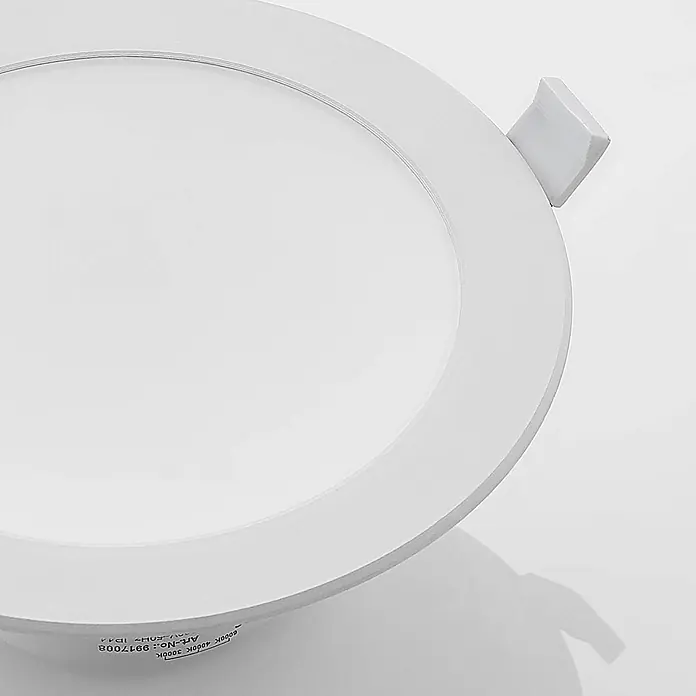 Prios Deckenstrahler Rida - weiß / opal, weiß / opal - Weißes rundes LED-Einbaupanel mit einstellbarer Farbtemperatur und seitlichem Montageclip.
