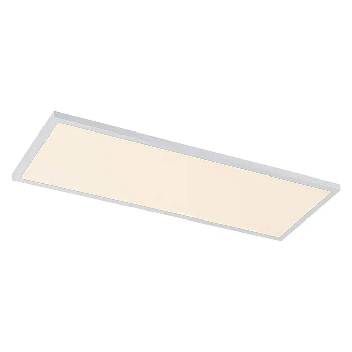 Lindby LED Panel / Deckenleuchte 80 x 30 cm, dimmbar, mit Fernbedienung -  - Rechteckige LED-Panel-Leuchte mit weißem Rahmen, die ein warmweißes Licht abgibt.