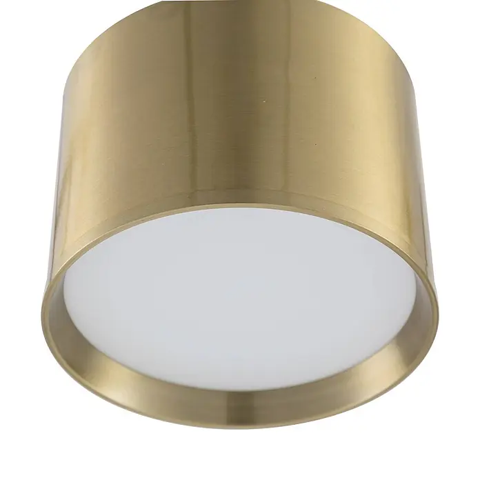 Lindby LED Aufbauleuchte gold Ø 12 cm, Aufbaustrahler, Deckenspot 15W LED -  - Zylindrische Deckenleuchte aus gebürstetem Messing mit weißem Diffusor.