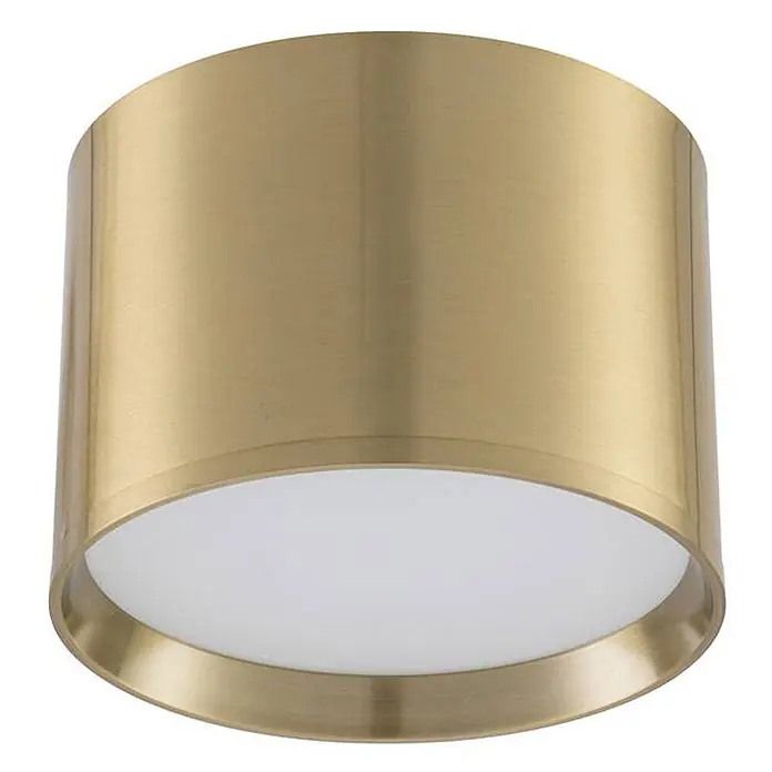Lindby LED Aufbauleuchte gold Ø 12 cm, Aufbaustrahler, Deckenspot 15W LED -  - Zylindrische Deckenleuchte aus gebürstetem Messing mit weißem Diffusor.