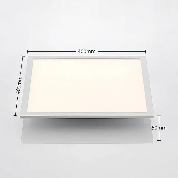 Lindby LED-Panel Quais - weiß / opal, weiß / opal, Neutralweiß - Quadratisches weißes LED-Panel mit silbernem Rahmen, Maße 400x400x50mm.