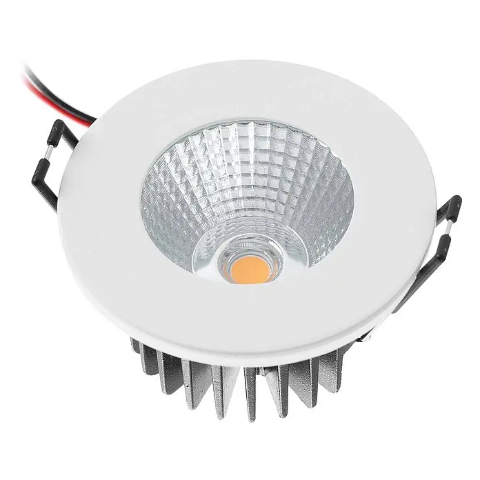Arcchio Deckenstrahler Lirin - weiß / opal, weiß / opal - Weißer Einbau-LED-Strahler mit strukturiertem Reflektor, sichtbarem orangem LED-Chip, Kühlrippen und seitlichen Montageklammern.
