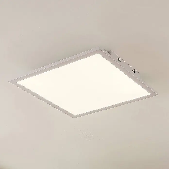 Lindby LED-Panel Quais - weiß / opal, weiß / opal, Neutralweiß - Beleuchtete quadratische weiße LED-Deckenleuchte, aufputzmontiert.