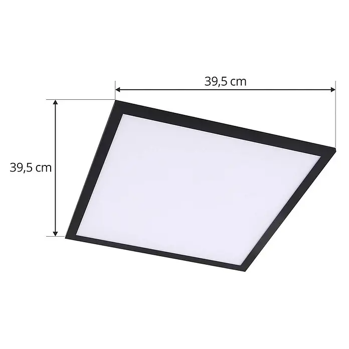 Lindby LED-Panel Enhife - schwarz, Neutralweiß - Schwarz gerahmtes quadratisches LED-Lichtpanel, 39,5 cm x 39,5 cm.