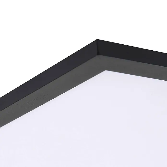 Lindby LED-Panel Enhife - schwarz, Neutralweiß - Schwarze Bilderrahmen-Ecke mit weißem Innenteil.
