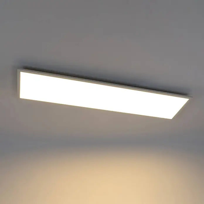 Lindby LED-Panel Luay - weiß / opal, weiß / opal - Weiße, rechteckige LED-Deckenleuchte mit schmalem Rahmen, hell leuchtend.