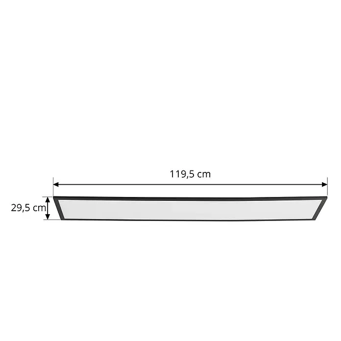 Lindby LED-Panel Lamin - schwarz - Rechteckiges LED-Panel mit schwarzem Rahmen, 119,5 cm lang und 29,5 cm breit.