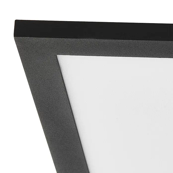 Lindby LED-Panel Lamin - schwarz - Schwarzer, texturierter Rahmen mit weißer Innenfläche.