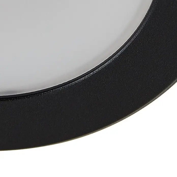 PRIOS LED Einbauleuchte Decke in schwarz, Einbaustrahler -  - Runde LED-Einbauleuchte mit mattem schwarzem Rahmen und weißem Diffusor.