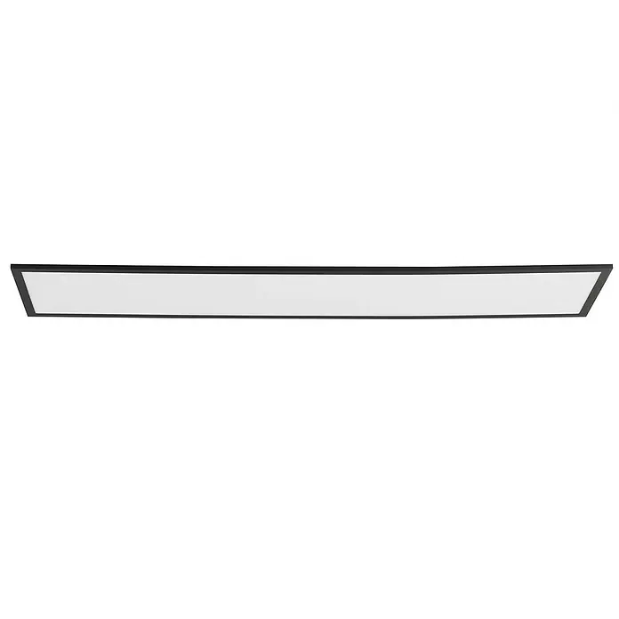 Lindby LED-Panel Lamin - schwarz - Lineare LED-Leuchte mit schwarzem Rahmen und weißer Diffusorplatte.