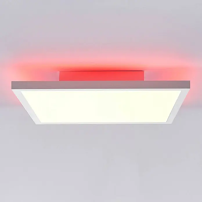 Lindby LED Panel / Deckenleuchte 40 x 40 cm, dimmbar, mit Fernbedienung -  - Rechteckige LED-Deckenleuchte mit weißem Direktlicht und rotem indirektem Uplight.