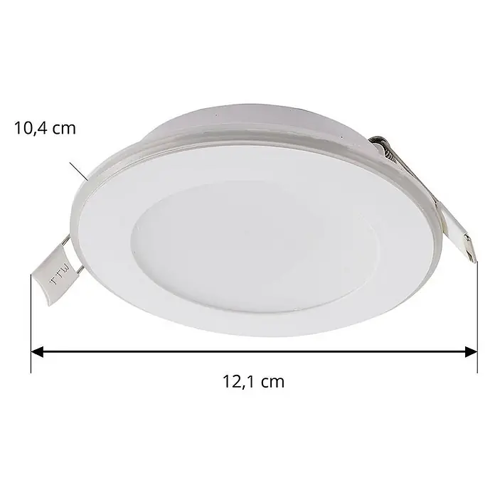Lindby Einbauleuchte Toka - weiß / opal - Weiße runde LED-Einbauleuchte mit 12,1 cm Durchmesser und 10,4 cm Höhe.