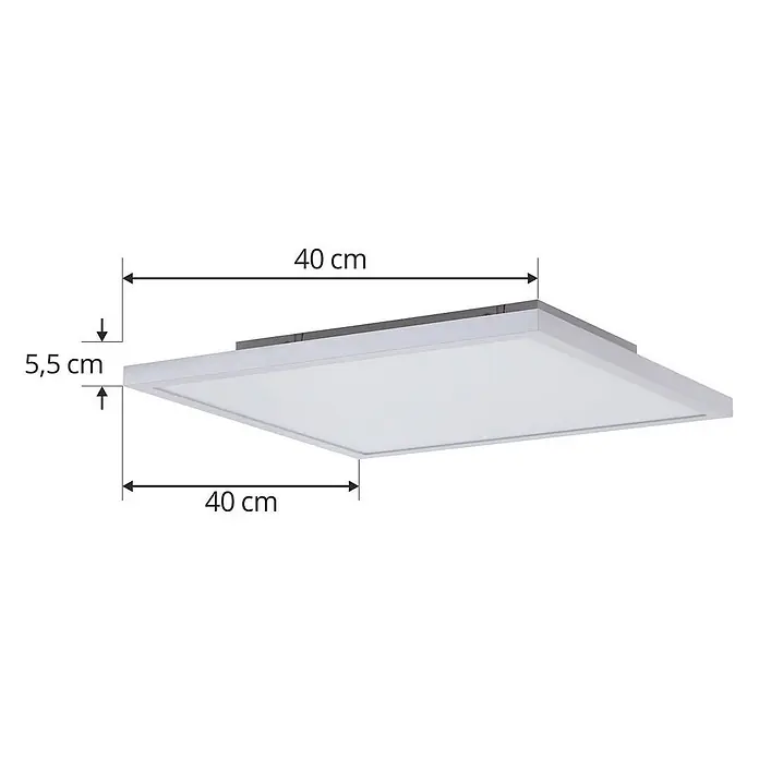Lindby LED Panel / Deckenleuchte 40 x 40 cm, dimmbar, mit Fernbedienung -  - Weiße quadratische LED-Deckenleuchte, 40x40 cm mit 5,5 cm Höhe.