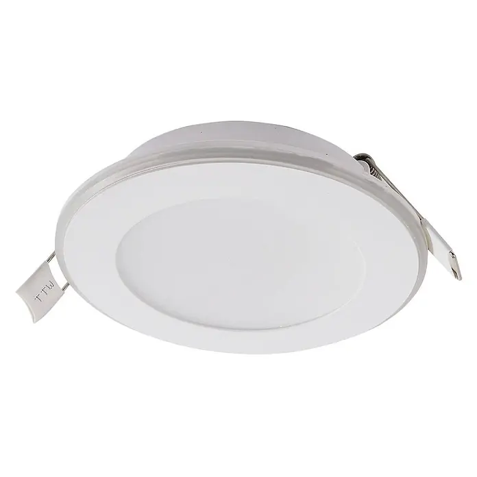 Lindby Einbauleuchte Toka - weiß / opal - Weißer, runder LED-Einbaustrahler mit sichtbaren Montagefedern zur Deckeninstallation.