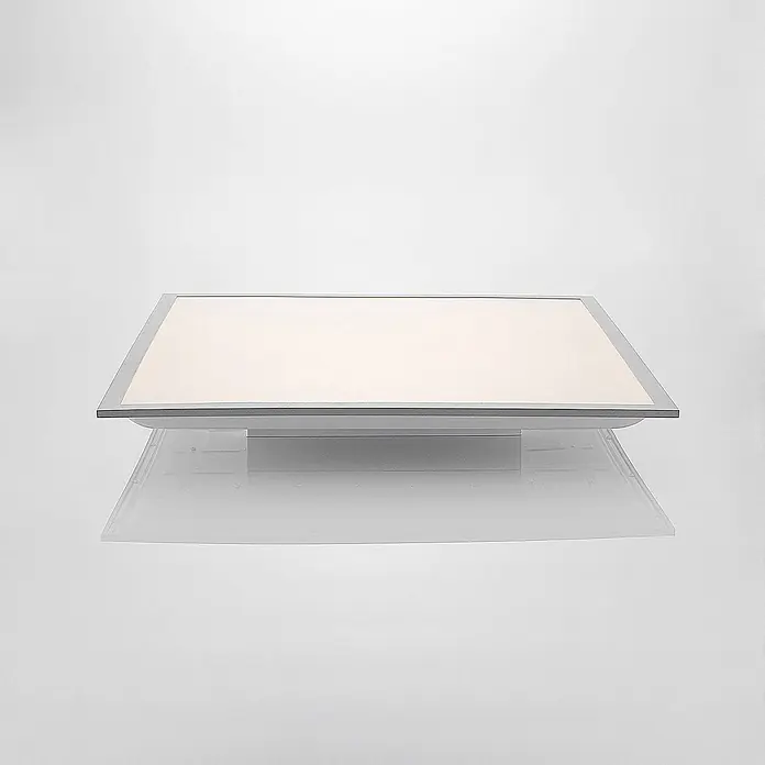 Lindby LED-Panel Stenley - weiß / opal, Neutralweiß - Rechteckige LED-Lichtplatte mit silbernem Rahmen und warmweißem Diffusor.