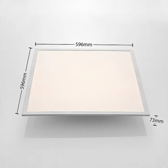 Lindby LED-Panel Stenley - weiß / opal, Neutralweiß - Quadratische LED-Lichtplatte, 596x596x73mm, mit silbernem Rahmen.