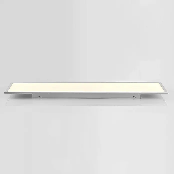 Lindby LED-Panel Quais - weiß / opal, weiß / opal, Neutralweiß - Rechteckige LED-Lichtplatte mit silbernem Rahmen, die helles, warmweißes Licht ausstrahlt.