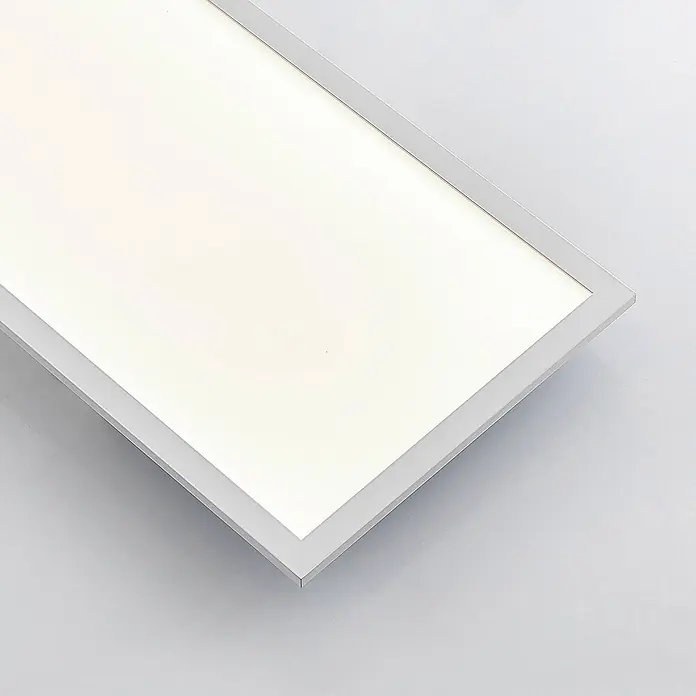 Lindby LED-Panel Quais - weiß / opal, weiß / opal, Neutralweiß - Rechteckiges LED-Panel mit heller weißer Leuchtfläche und schmalem grauem Rahmen.
