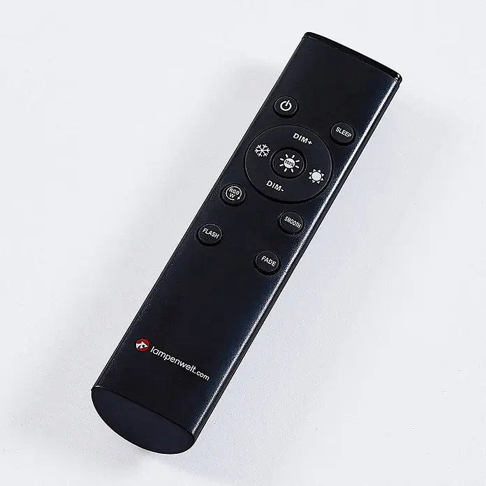 Lindby LED Panel / Deckenleuchte 119,5 x 29,5 cm, dimmbar, Leuchtmittel -  - Schwarze Fernbedienung für Smart-Beleuchtung mit Dimm-, RGBW- und Modustasten.