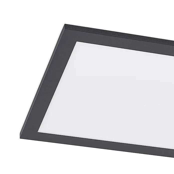 Lindby LED-Panel Nelios - schwarz, schwarz, Neutralweiß - Rechteckiges dunkelgraues LED-Panel mit weißem Lichtdiffusor.