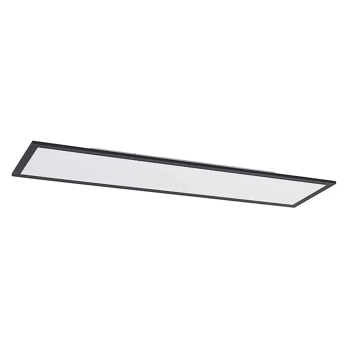 Lindby LED-Panel Nelios - schwarz, schwarz, Neutralweiß - Schlanke, rechteckige LED-Deckenleuchte mit schwarzem Rahmen und weißer Abdeckung zur Montage.