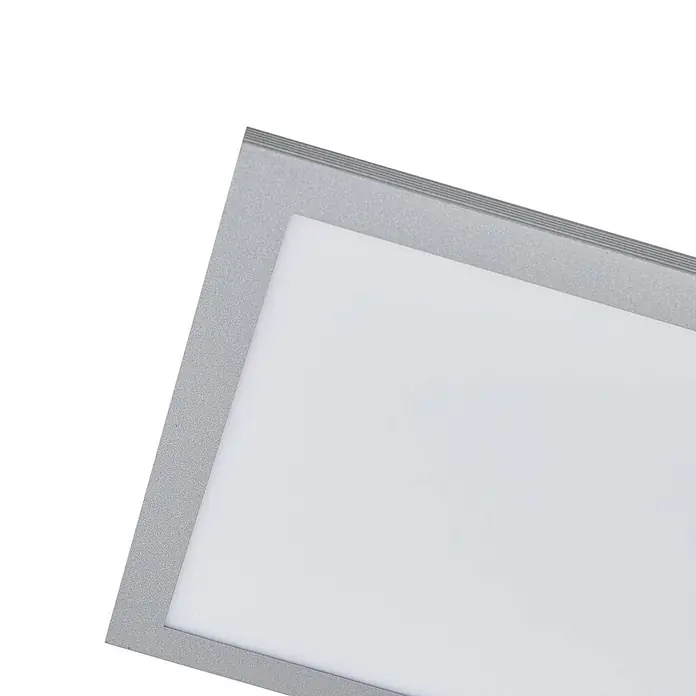 Arcchio LED Deckenleuchte flach in silber, Panel -  - Rechteckiges LED-Panel mit texturiertem silbergrauem Rahmen und mattweißer Diffusorfläche.