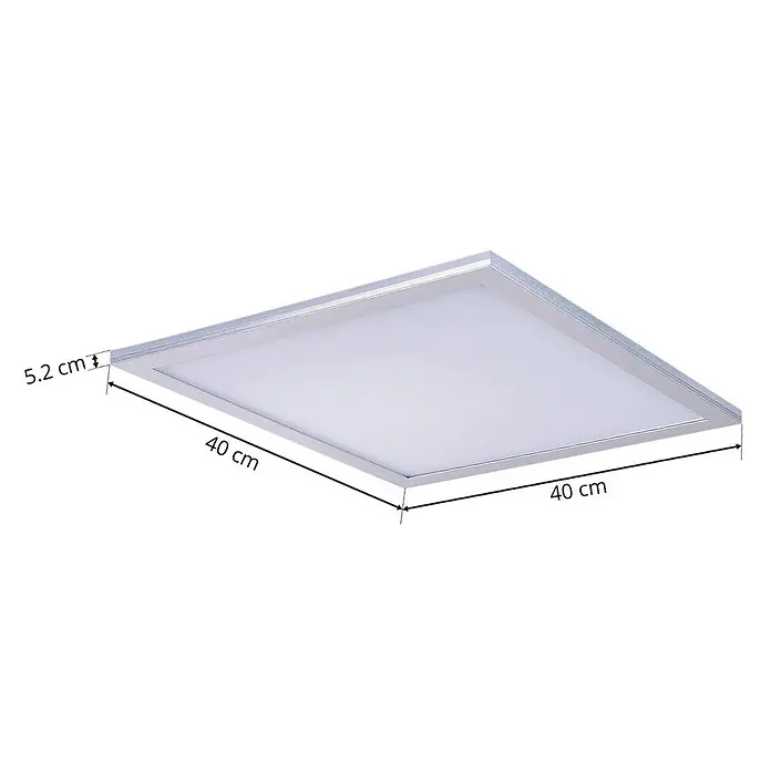 Lindby LED-Panel Livel - alu / grau / zink - Quadratisches LED-Panel, 40x40 cm, 5,2 cm dick, mit silbernem Rahmen und weißem Diffusor.