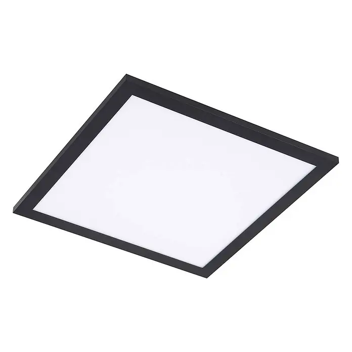 Lindby LED-Panel Enhife - schwarz, Neutralweiß - Quadratische LED-Panelleuchte mit schwarzem Rahmen und weißer Diffusorfläche.