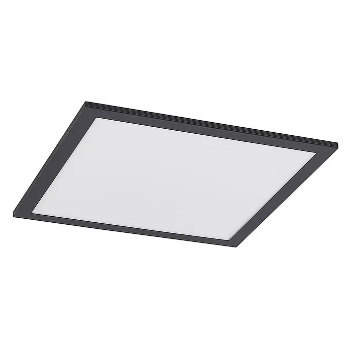 Lindby LED-Panel Nelios - schwarz, schwarz, Neutralweiß - Schwarzer, quadratischer LED-Panelleuchte mit weißer Streulichtfläche.