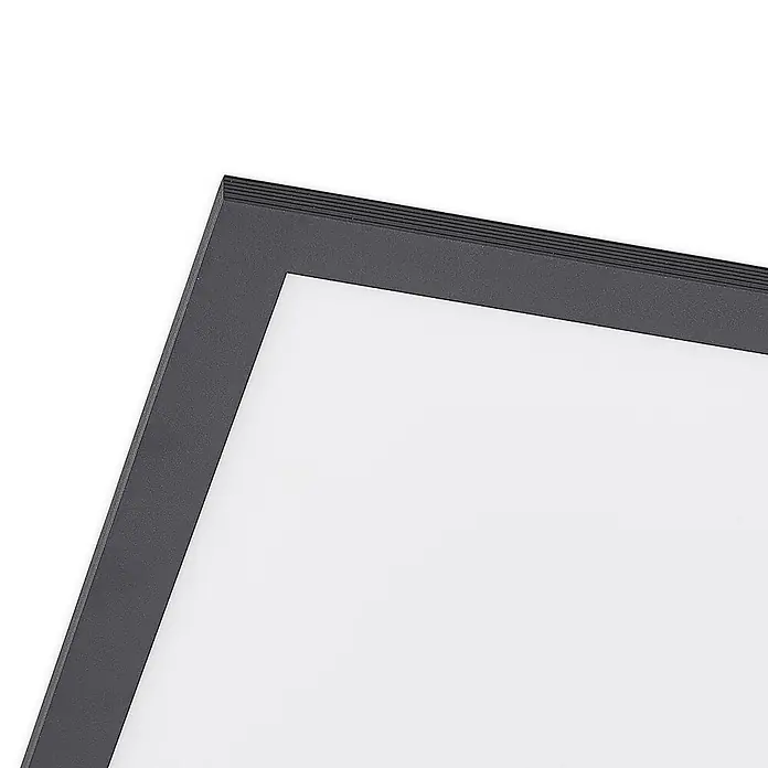 Lindby LED-Panel Nelios - schwarz, schwarz, Neutralweiß - Dunkelgraues, texturiertes Passepartout mit sichtbaren Schichtkanten, das eine weiße Fläche umrahmt.