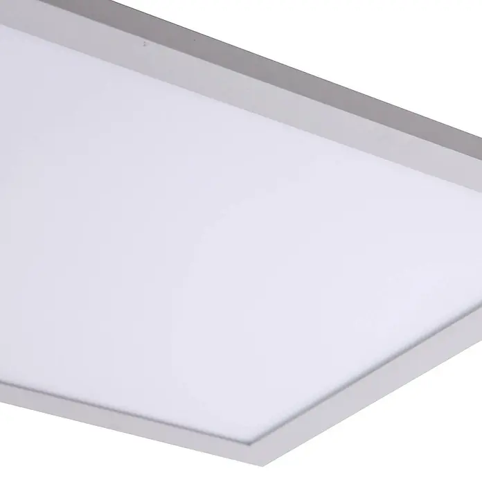 Lindby LED-Panel Enhife - weiß / opal, Neutralweiß - Rechteckige weiße LED-Deckenleuchte mit silbernem Rahmen.