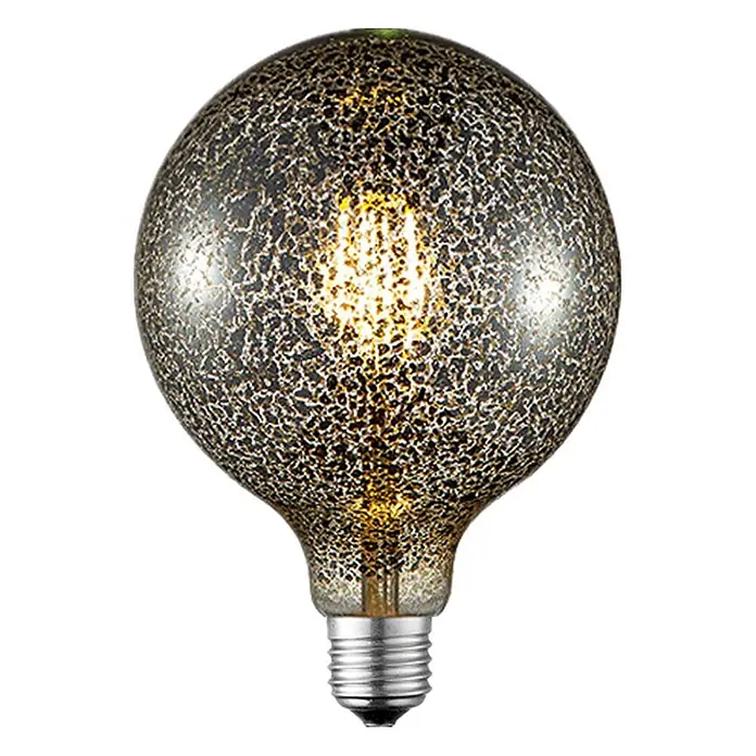 Lucande Leuchtmittel in rauchgrau, silber, -  - Texturierte Globe-LED-Glühbirne mit Antikgold-Finish und sichtbarem Filament.