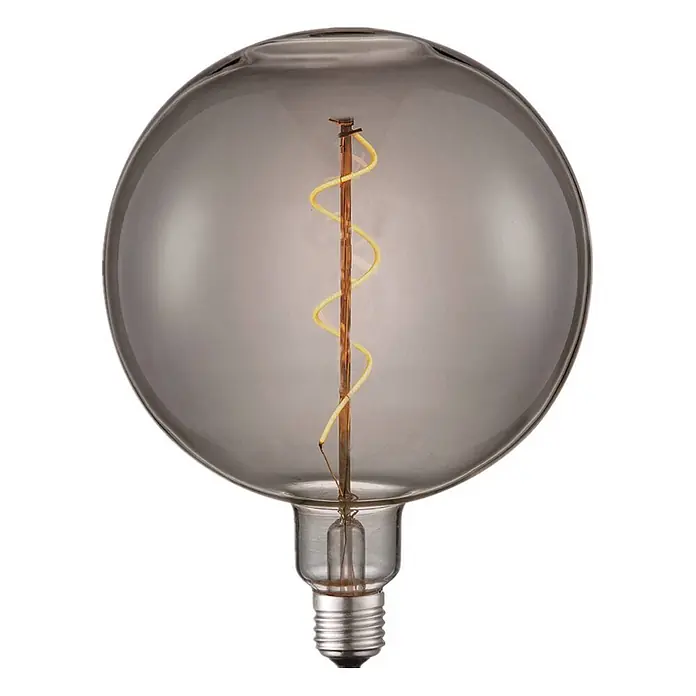 Lucande Leuchtmittel in rauchgrau, -  - Rauchglas, kugelförmige LED-Glühbirne mit spiralförmigem Filament und E27-Sockel.