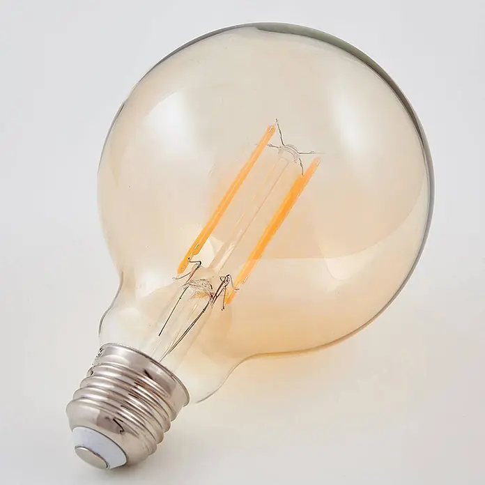 Lindby Leuchtmittel -  - Vintage LED-Glühbirne mit bernsteinfarbenem Glas und sichtbaren Filamenten, E27-Sockel.
