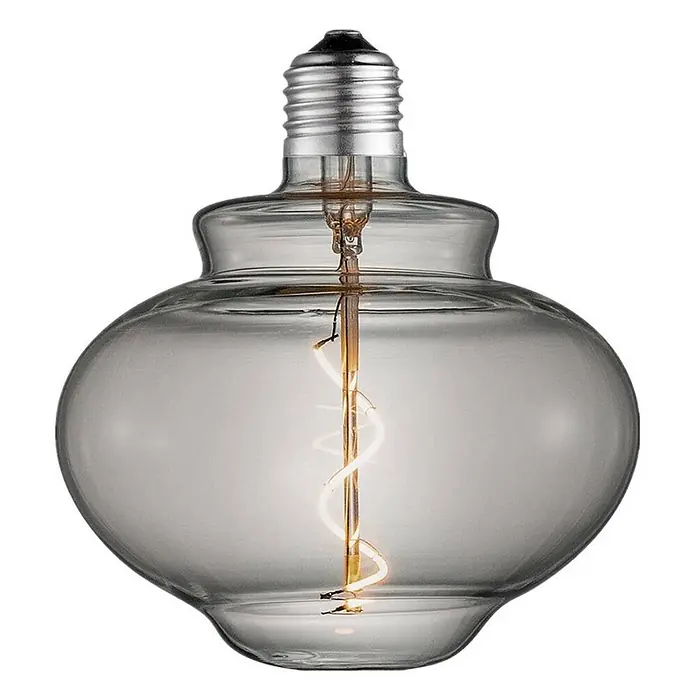 Lucande Leuchtmittel in rauchgrau, -  - Eine LED-Glühbirne im Vintage-Stil mit Rauchglas, E27-Schraubsockel und freiliegendem Spiralfilament.