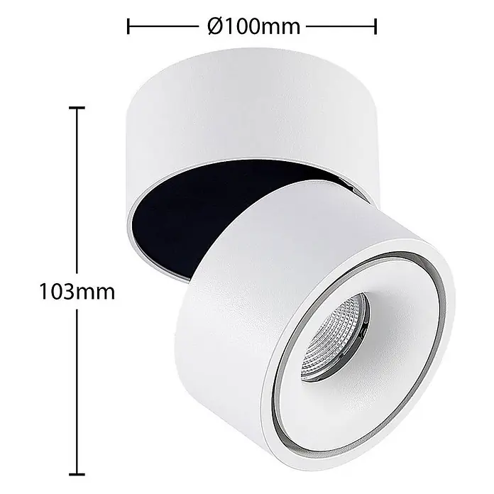 Arcchio LED Deckenlampe Ø 10 cm, Deckenstrahler 350° drehbar, -  - Weißer zylindrischer Aufbau-Strahler mit verstellbarem Kopf.