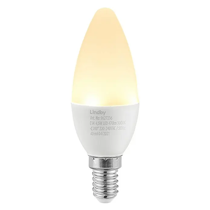 Lindby Leuchtmittel -  - Mattierte LED-Kerzenlampe mit E14 Schraubsockel und weißem Gehäuse.