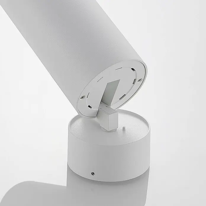 Arcchio LED Deckenlampe in weiß, Deckenstrahler -  - Matter weißer zylindrischer verstellbarer Strahler auf rundem Sockel.