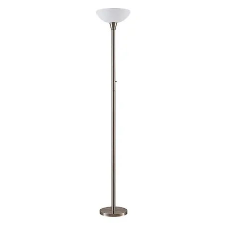 Lindby Stehlampe / Deckenfluter Metall Glas, Standleuchte Nickel satiniert