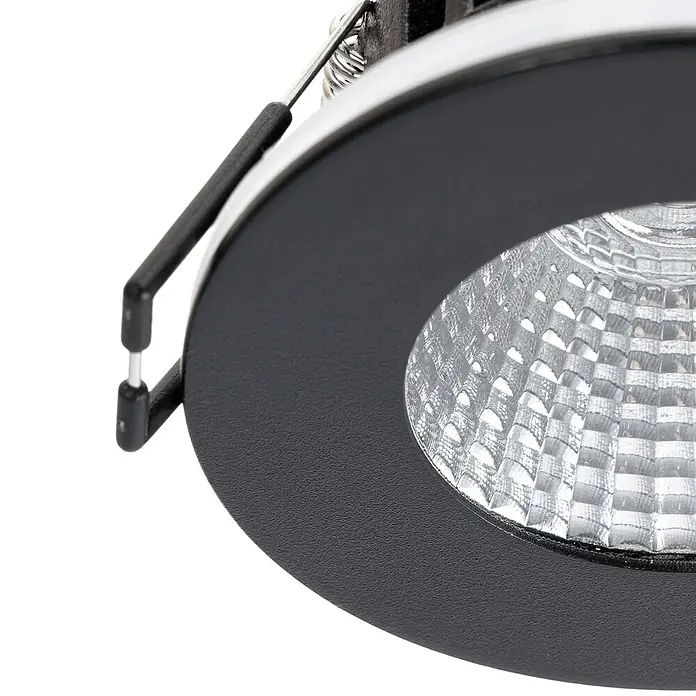 Arcchio Deckenstrahler Lirin - schwarz, schwarz - Schwarze und silberne Einbau-LED-Leuchte mit strukturierter Blende und gemustertem Reflektor. Mit Federklemmen zur Montage.