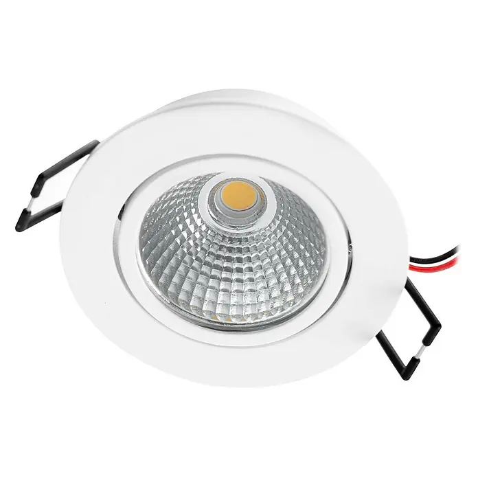 Arcchio Deckenstrahler Zarik - weiß / opal, weiß / opal - Weißer LED-Einbaustrahler mit strukturiertem Reflektor, gelbem LED-Chip, Federklammern und rot/schwarzen Kabeln.