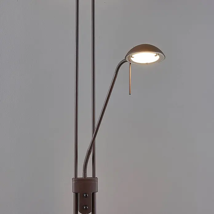 Lindby LED Stehlampe Wohnzimmer Deckenfluter dimmbar 183 cm rostfarben -  - Bronze verstellbare LED-Leseleuchte mit flexiblem Arm, leuchtend.