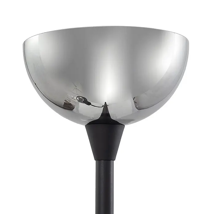 Lindby Deckenfluter in grau, schwarz, Stehlampe Wohnzimmer -  - Verchromter, schalenförmiger Lampenschirm mit schwarzem Stiel für eine Stehleuchte.