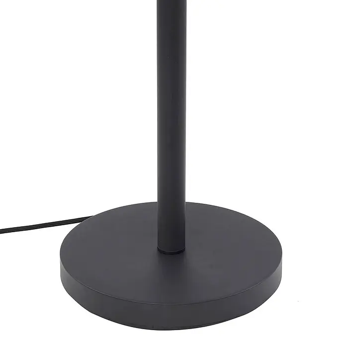 Lindby Deckenfluter in grau, schwarz, Stehlampe Wohnzimmer -  - Schwarzer Metall-Lampenfuß mit zylindrischem Ständer und Netzkabel.
