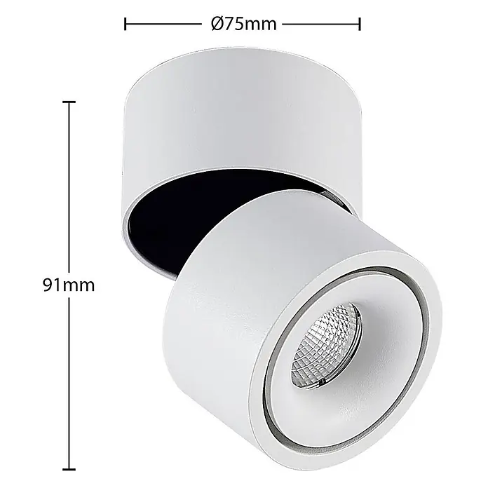 Arcchio LED Deckenlampe in weiß, Deckenstrahler -  - Weißer verstellbarer LED-Aufbaustrahler, Ø75mm, H91mm.
